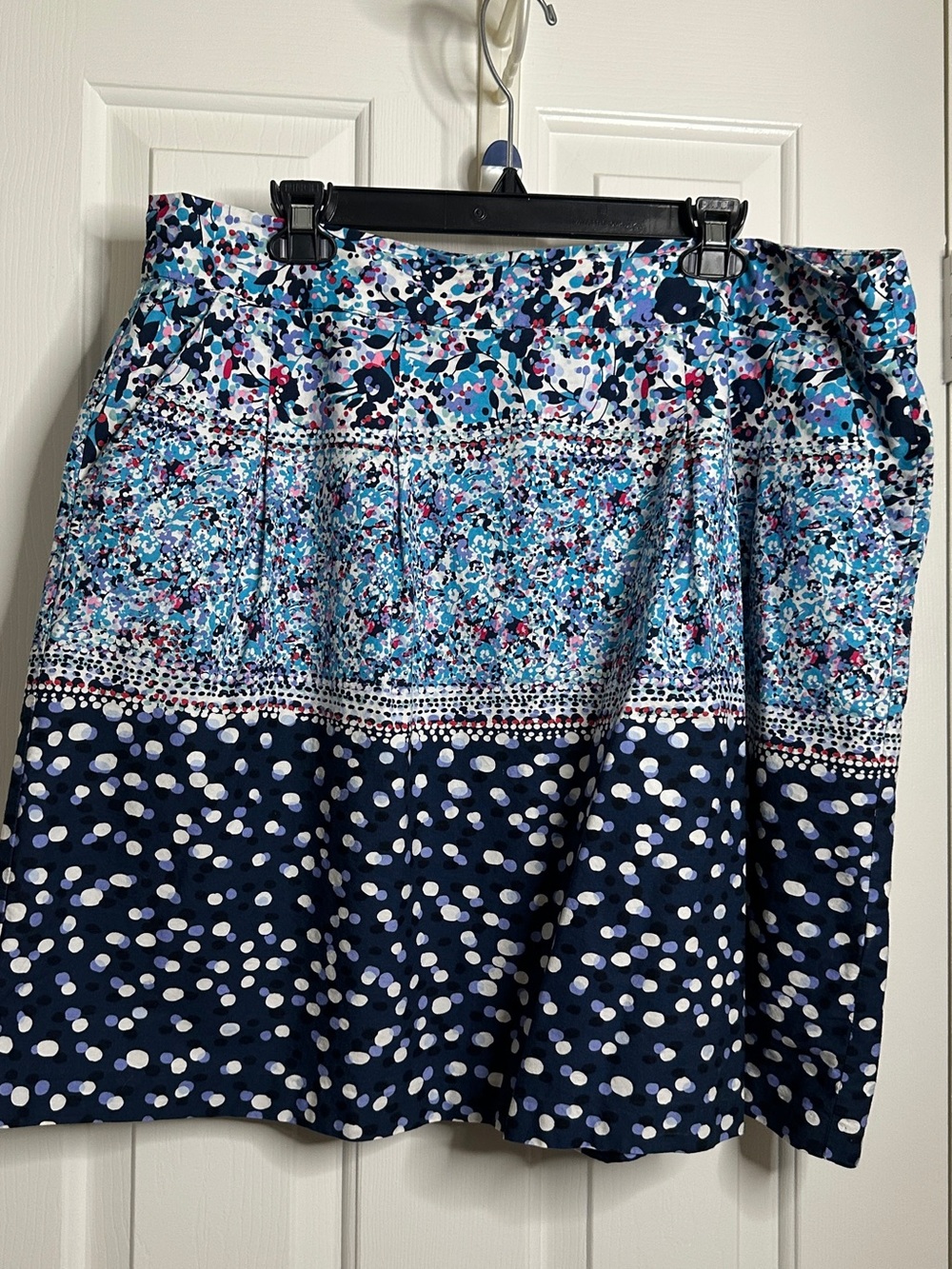 Blue Floral & Polka Dot A-Line Skirt